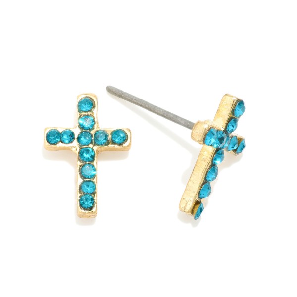 Studded Cross Stud Earrings 

- Approximately .5" L