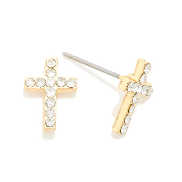 Studded Cross Stud Earrings 

- Approximately .5" L