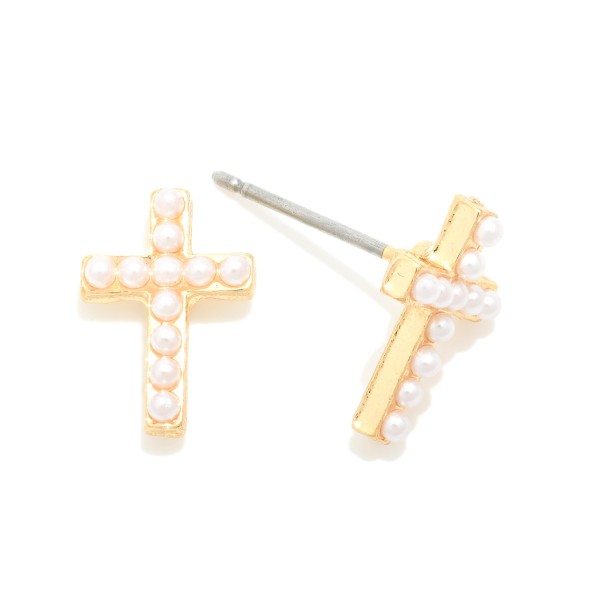 Studded Cross Stud Earrings 

- Approximately .5" L