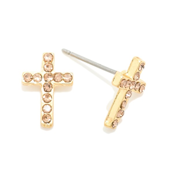 Studded Cross Stud Earrings 

- Approximately .5" L