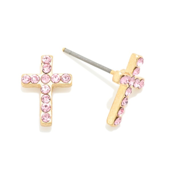 Studded Cross Stud Earrings 

- Approximately .5" L