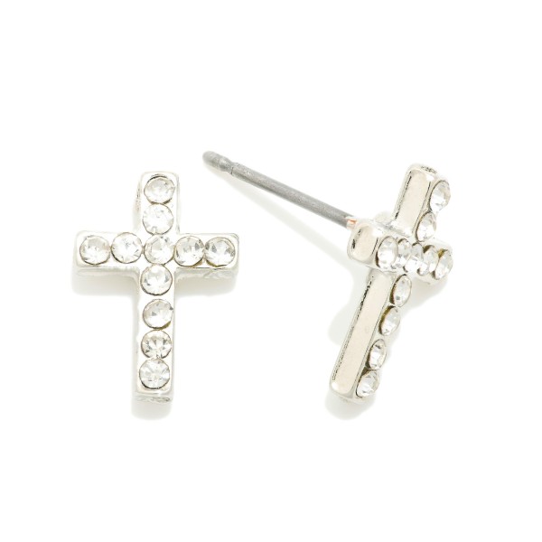 Studded Cross Stud Earrings 

- Approximately .5" L