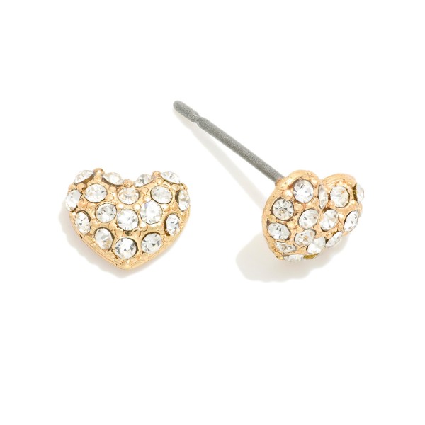 Pave Rhinestone Heart Stud Earrings 

- Approximately .25" L