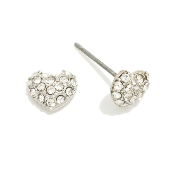 Pave Rhinestone Heart Stud Earrings 

- Approximately .25" L