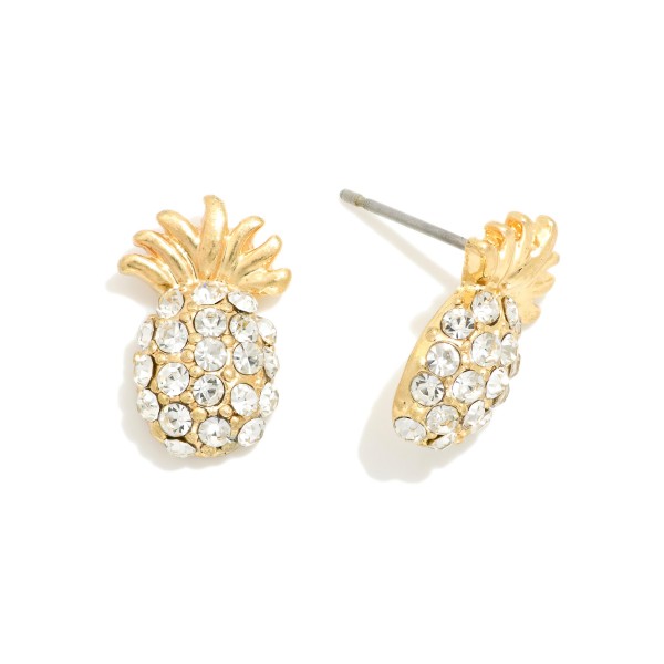 Studded Pineapple Stud Earrings 

- Approximately .75" L