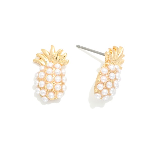 Studded Pineapple Stud Earrings 

- Approximately .75" L