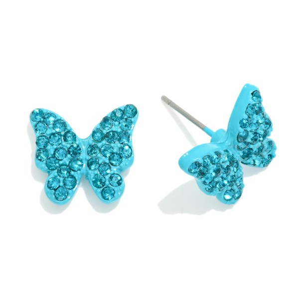 Pave Rhinestone Butterfly Stud Earrings 

- Approximately .5" L