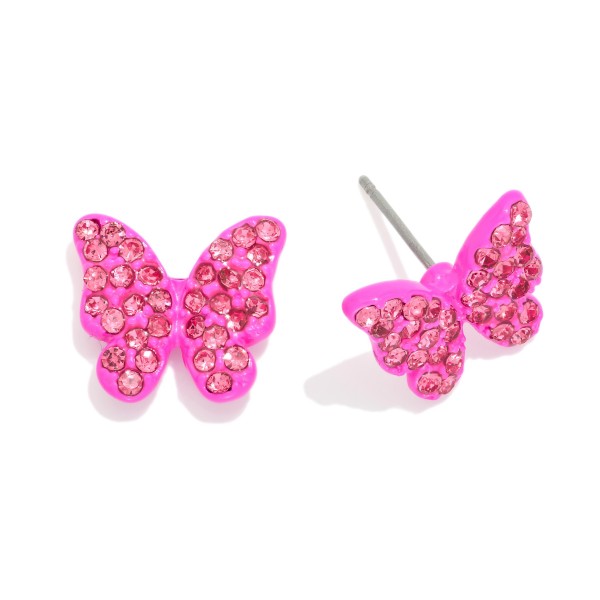 Pave Rhinestone Butterfly Stud Earrings 

- Approximately .5" L