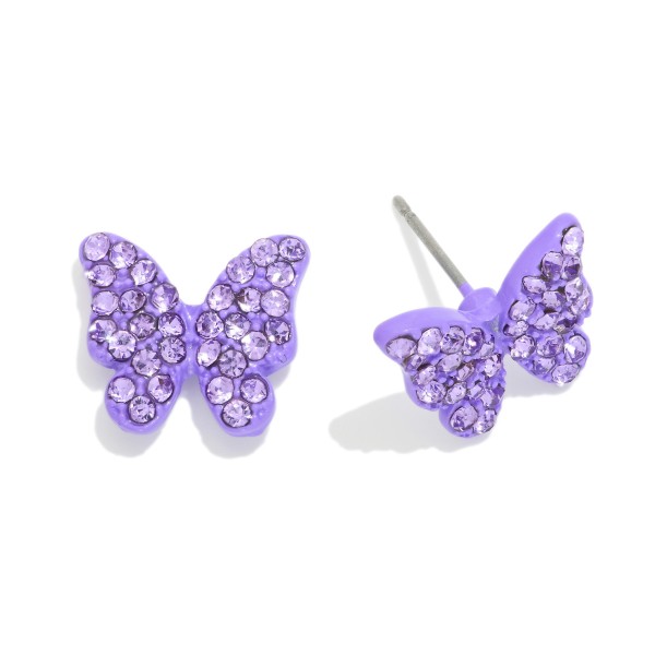 Pave Rhinestone Butterfly Stud Earrings 

- Approximately .5" L