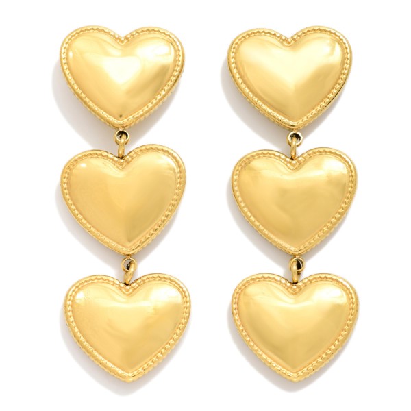 Metal Tone Chain Link Heart Drop Earring 

- Approximately 2" L 
- Stainless Steel
- Water Resistant
