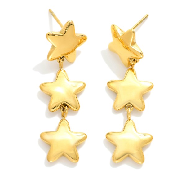 Linked Metal Tone Stars Drop Earrings

- Stainless Steel
- Water Resistant
- Approximately 1.5" L