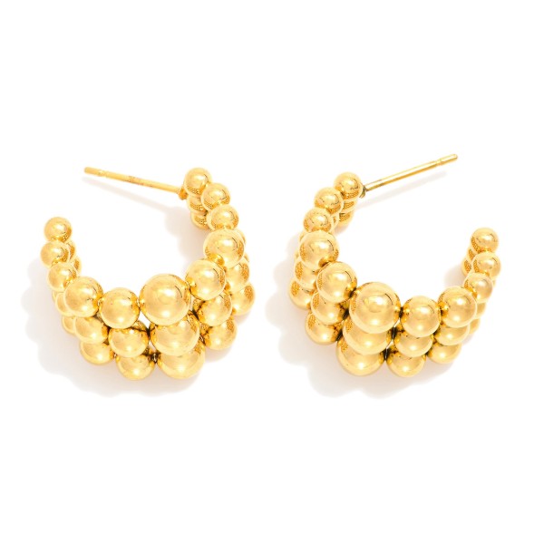 Layered Metal Tone Beaded Hoop Earrings

- Stainless Steel
- Water Resistant
- Approximately .5" D