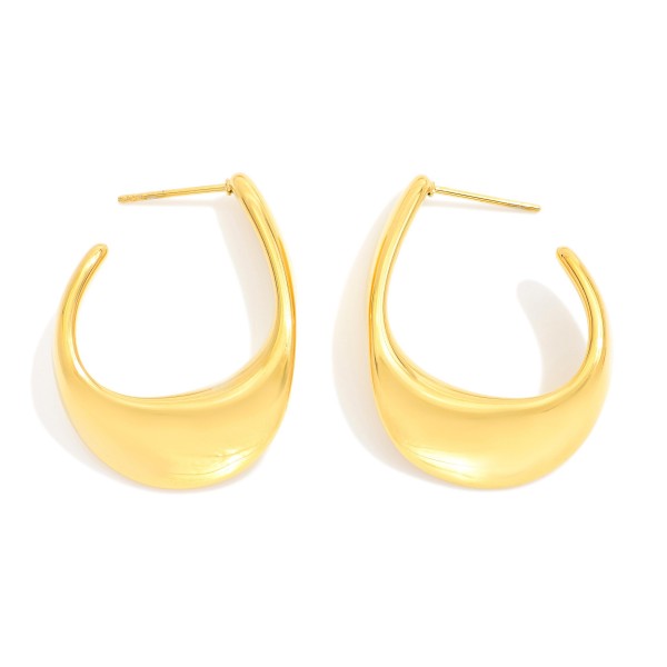 Flat Metal Tone Tapered Hoop Earrings

- Stainless Steel
- Water Resistant
- Approximately .75" D