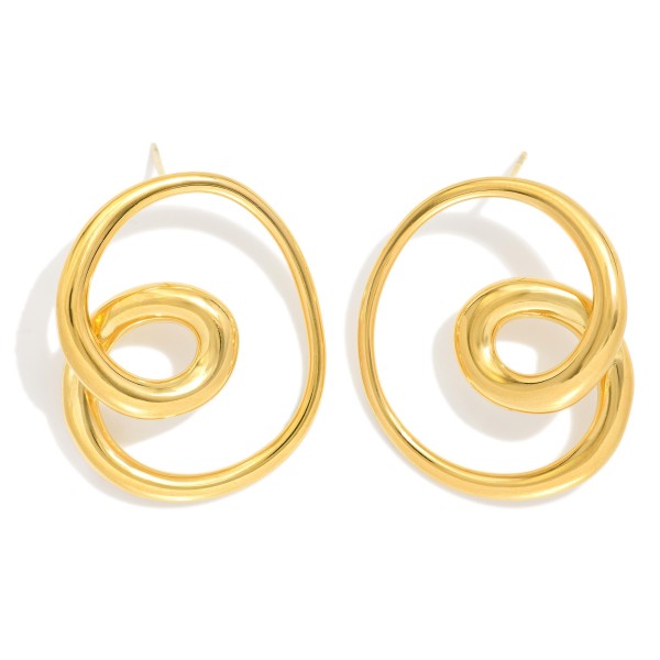  Metal Tone Swirl Post Drop Earrings

- Stainless Steel
- Water Resistant
- Approximately 1.25" L