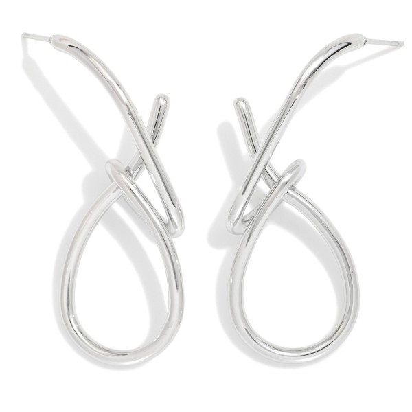 Wire Knotted Metal Tone Drop Earring 

- Approximately 2" L 
- Water Resistant 
- Hypoallergenic 
- Stainless Steel 