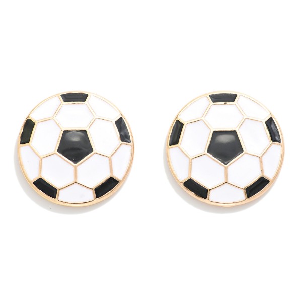 Large Enamel Soccer Ball Stud Earrings 

- Approximately .75" L