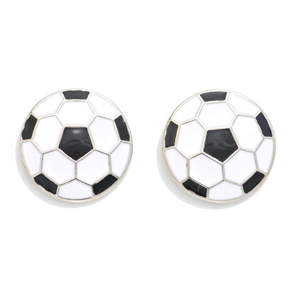 Large Enamel Soccer Ball Stud Earrings 

- Approximately .75" L