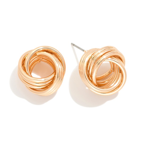 Metal Tone Knotted Post Drop Earring 

- Approximately .50" D  