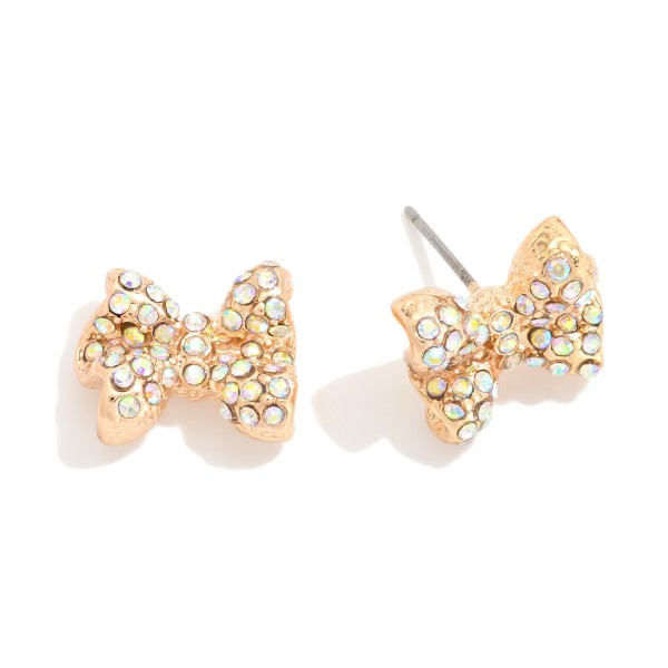 Rhinestone Bow Stud Earrings 

- Approximately .5" L