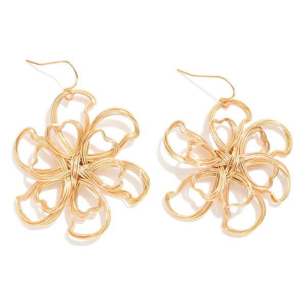 Twisted Metal Flower Shaped Earring Drop 

- Approximately 2" L