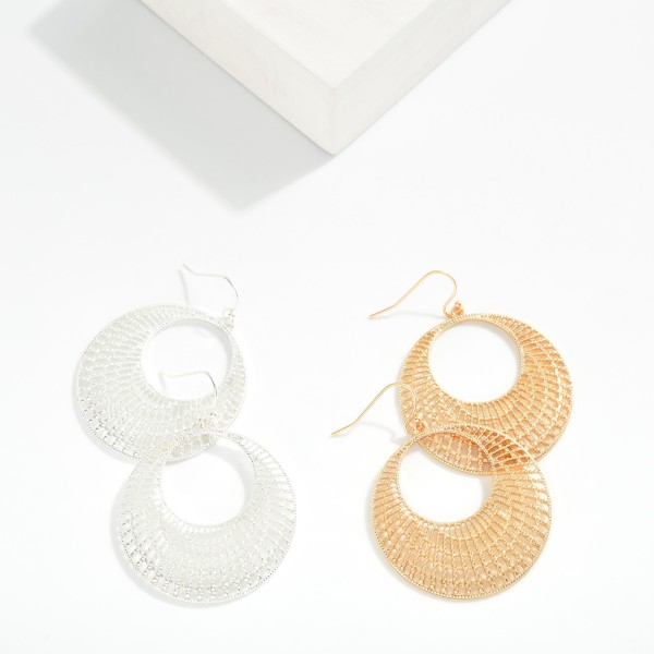 Metal Tone Lattice Drop Earrings 

- Approximately 2" L 