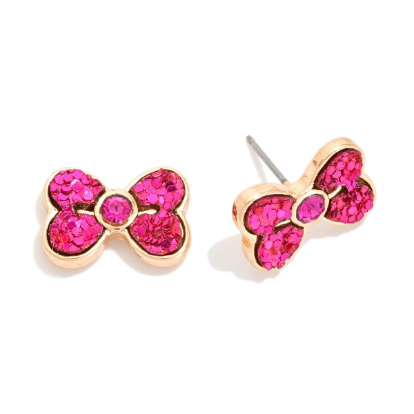 Glitter Bow Stud Earrings 

- Approximately .5" L