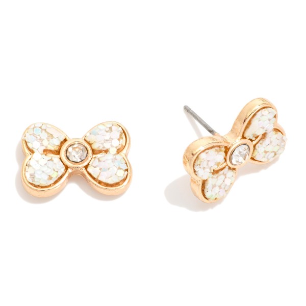Glitter Bow Stud Earrings 

- Approximately .5" L