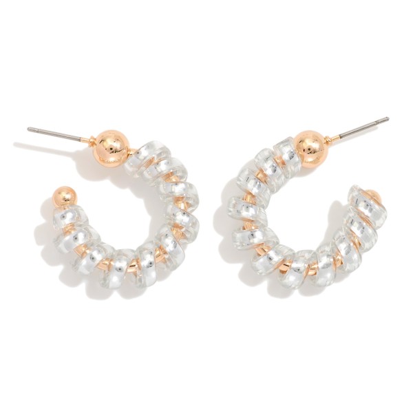 Jelly Wire Wrapped Hoop Earrings 

- Approximately .75" D