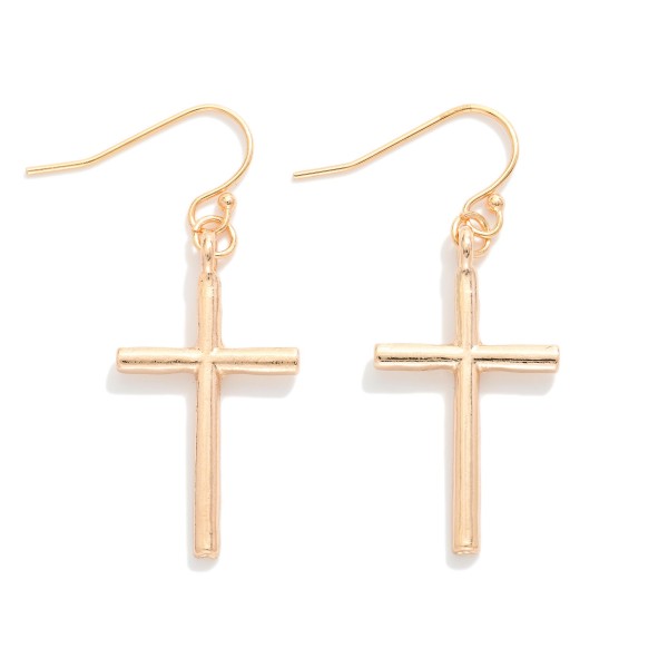 Metal Tone Cross Drop Earrings 

- Approximately 1.5" L