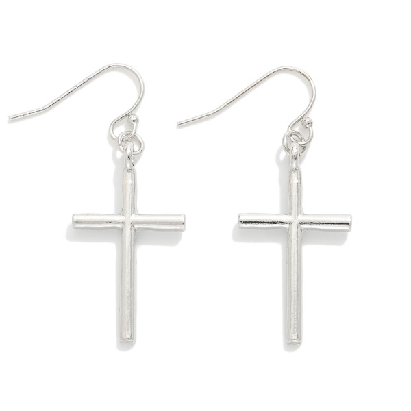 Metal Tone Cross Drop Earrings 

- Approximately 1.5" L