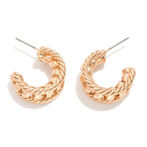 Layered Twisted Metal Hoop Earrings 

- Approximately .75" D