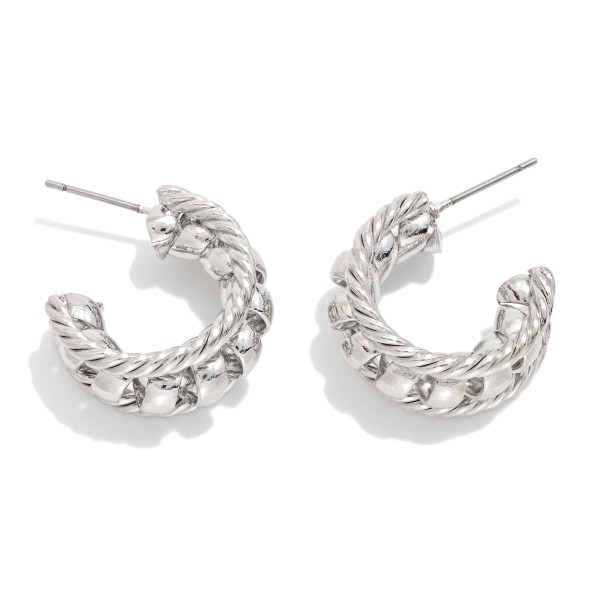 Layered Twisted Metal Hoop Earrings 

- Approximately .75" D