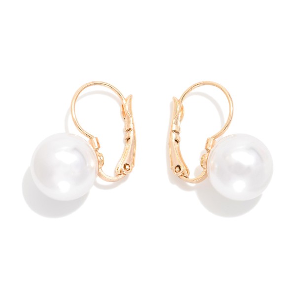 Metal Tone Hoop & Pearl Drop Earrings 

- Approximately 1" L