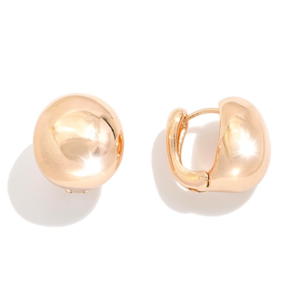 Metal Tone Dom Post Hoop Earrings 

- Approximately .75" L