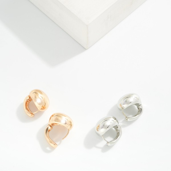 Metal Tone Dom Post Hoop Earrings 

- Approximately .75" L