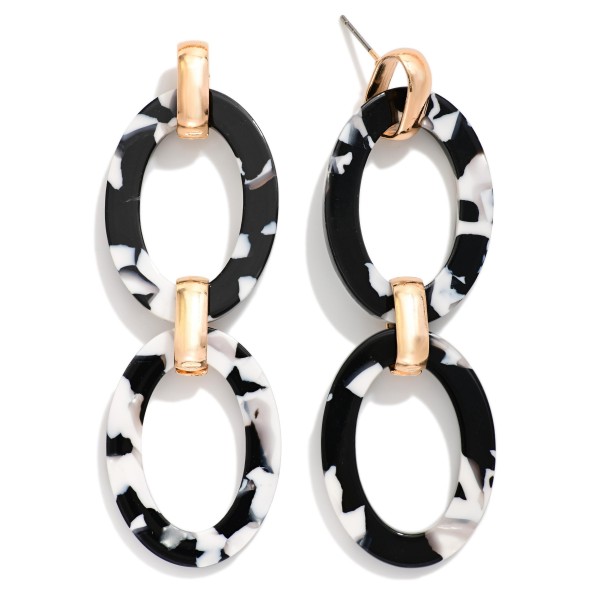 Marbled Acetate Chain Link Post Drop Earrings 

- Approximately 2.5" L