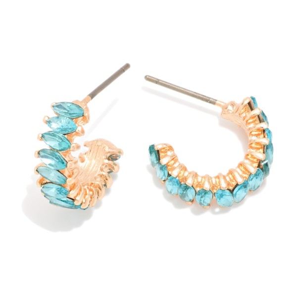 Oval Rhinestone Studded Hoop Earrings 

- Approximately .5" D

