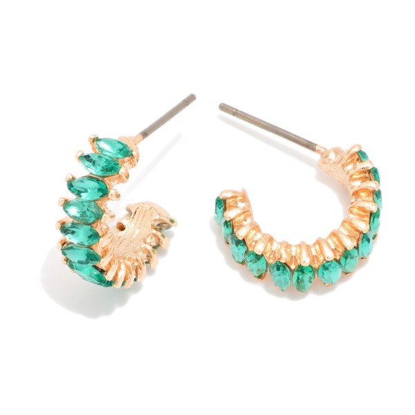 Oval Rhinestone Studded Hoop Earrings 

- Approximately .5" D

