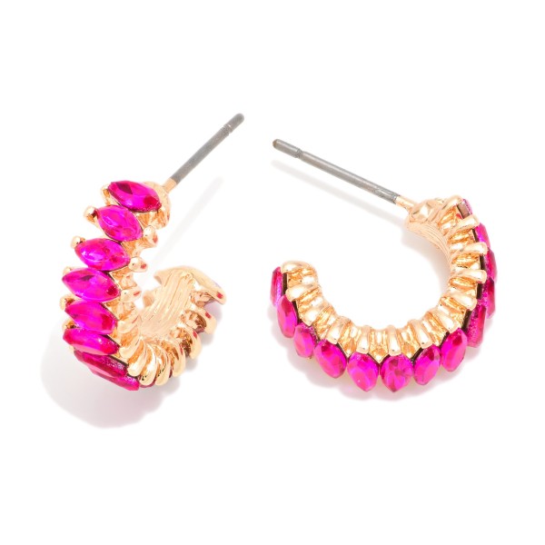 Oval Rhinestone Studded Hoop Earrings 

- Approximately .5" D

