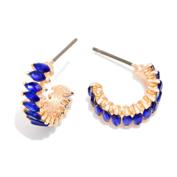 Oval Rhinestone Studded Hoop Earrings 

- Approximately .5" D

