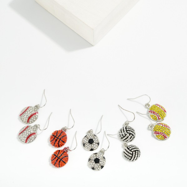 Rhinestone Sports Ball Drop Earrings 

- Approximately 1" L
