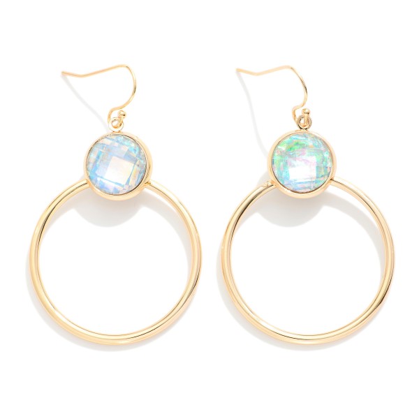 Metal Hoop Drop Earrings Featuring Resin Detail 

- Approximately 2.05" L 
