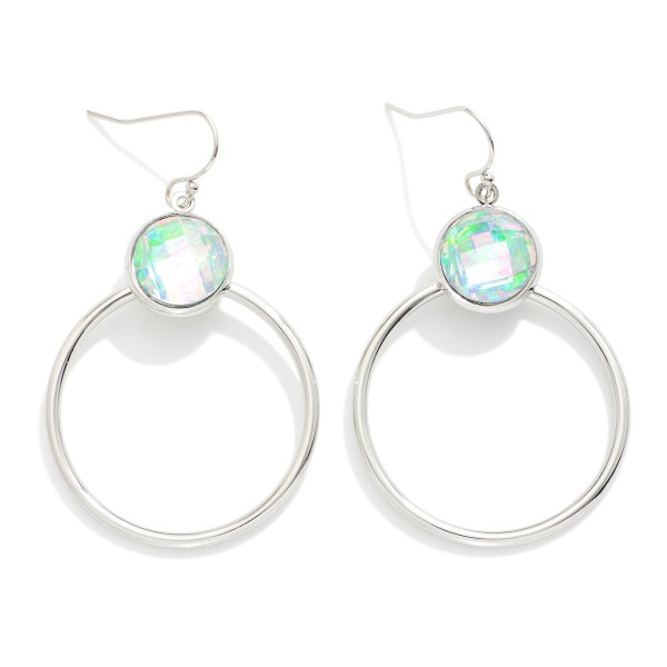 Metal Hoop Drop Earrings Featuring Resin Detail 

- Approximately 2.05" L 