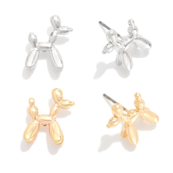 Set Of Two Metal Tone Balloon Animal Stud Earrings 

- Approximately .25" L