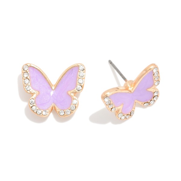 Enamel & Rhinestone Butterfly Stud Earrings 

- Approximately .5" L