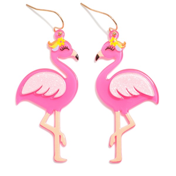 Acetate Flamingo Drop Earrings 

- Approximately 2.5" L