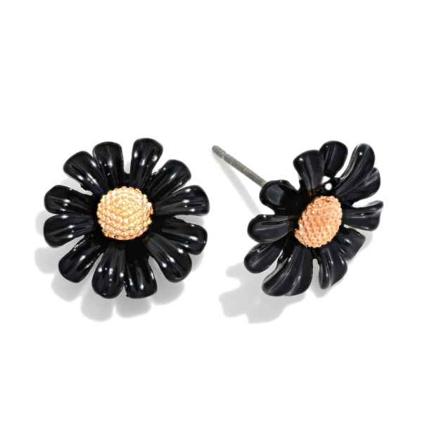 Painted Metal Sunflower Stud Earrings 

- Approximately .5" L