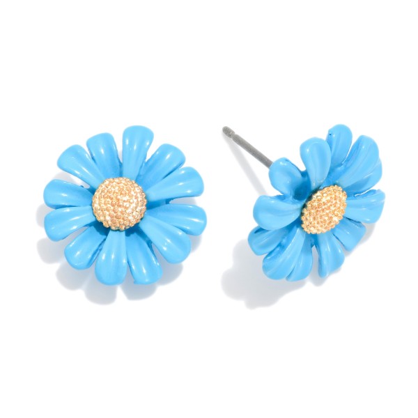 Painted Metal Sunflower Stud Earrings 

- Approximately .5" L