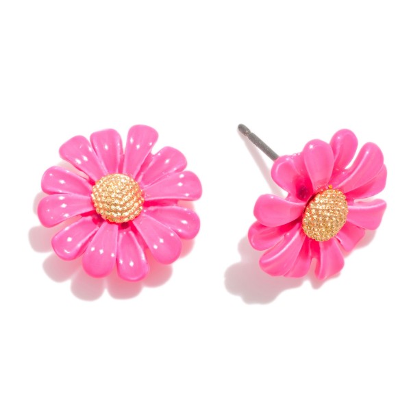 Painted Metal Sunflower Stud Earrings 

- Approximately .5" L