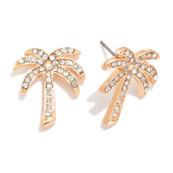 Studded Palm Tree Post Drop Earrings 

- Approximately .75" L
